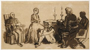 Een avond in het huis van de familie Combes, 1850-51 door Charles Collins