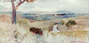 Dandenongs vanuit Heidelberg door Charles Edward Conder