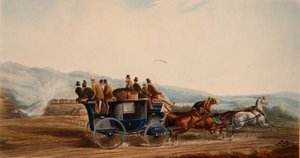 De weg versus spoor, gegraveerd door J. Harris, uit 