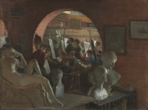 Een alkoof in de kunstacademie door Charles Courtney Curran