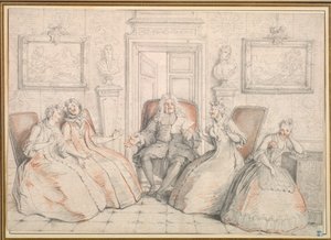 Trissotin leest voor aan Philaminte, Bélise, en Armande..., waarschijnlijk ca. 1725-1726