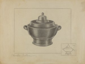 Pewter suikerkom door Charles Cullen