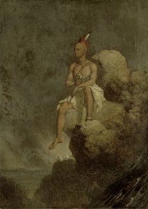 Indiase krijger op de rand van een afgrond door Charles Deas