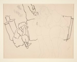 Vier figuren op het strand, waarschijnlijk in Provincetown door Charles Demuth