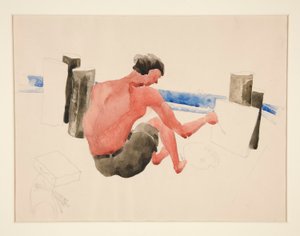 De Kunstenaar op het Strand aan het Schetsen door Charles Demuth
