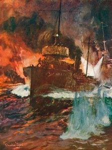 Een Nachtelijke Aanval. Torpedoboten aan het Werk, ca. 1918-1919 door Charles Dixon