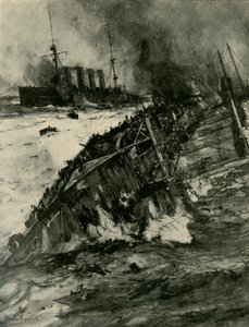 Het Zinken van HMS Aboukir, Eerste Wereldoorlog, 22 september 1914, ca. 1920 door Charles Dixon