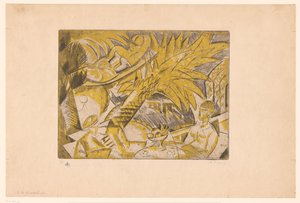 Zonnebadende figuren onder een palmboom door Charles Dufresne (signed by artist)
