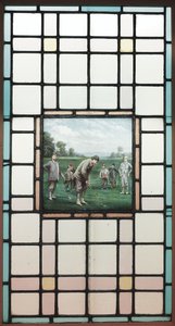 Een Laat-Victoriaans Glas-in-loodraam Met De Golfers door Charles Edmund Brock