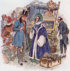 Grote verwachtingen, Estella arriveert in Cheapside per koets vanuit Rochester door Charles Edmund Brock