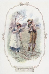 Ze hebben al vijf minuten niets gedaan (kleur litho) door Charles Edmund Brock