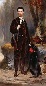 Een jager met een hond, 1876 door Charles Edouard Boutibonne