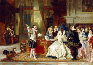 Sir Walter Raleigh en koningin Elizabeth, 1875 door Charles Edouard Boutibonne
