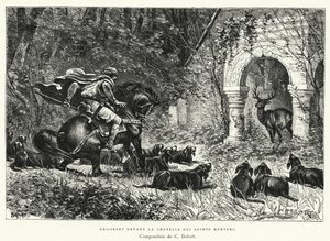 Dagobert Voor de Kapel van de Heilige Martelaren (gravure) door Charles Edouard Delort