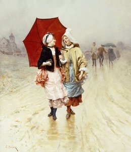 De rode paraplu door Charles Edouard Delort