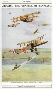 Britse watervliegtuigen vliegen over het Kanaal door Charles Edward (after) Dixon