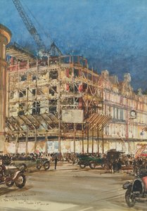 Bouw van het nieuwe gebouw voor Bourne en Hollingsworth, Oxford Street, Londen door Charles Edward Dixon