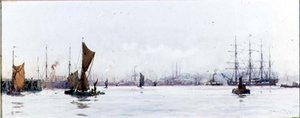 Kijkend naar het westen vanaf Tilbury door Charles Edward Dixon