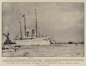 Het Bezoek van de Keizer aan de Koningin, het Keizerlijke Jacht Hohenzollern komt de Haven van Portsmouth Binnen door Charles Edward Dixon