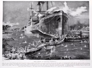 De Landing op het Gallipoli-schiereiland, illustratie uit 