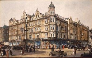 Het oude gebouw, Bourne en Hollingsworth, Oxford Street door Charles Edward Dixon