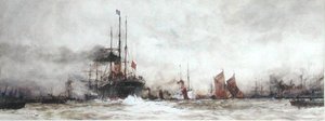 De Theems bij Blackwall Reach door Charles Edward Dixon