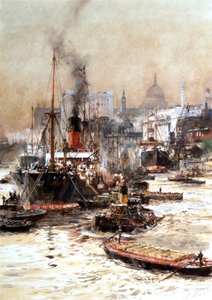 De Theems onder St Pauls door Charles Edward Dixon
