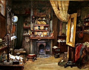 Het atelier van de kunstenaar door Charles Edward Holloway