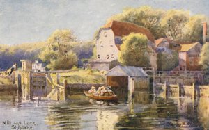 Rivier de Theems: molen en sluis Shiplake