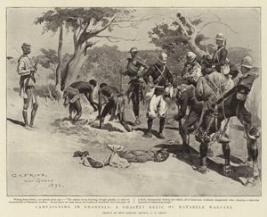 Campagne in Rhodesië, een Gruwelijk Overblijfsel van Matabele Oorlogvoering