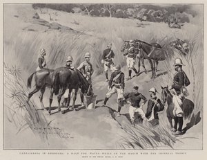 Campagne in Rhodesië, een Stop voor Water tijdens de Mars met de Keizerlijke Troepen door Charles Edwin Fripp