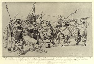 Tartaarse cavalerie in Tientsin op weg naar het front