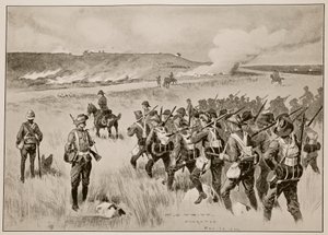 De City of London Imperial Volunteers ondersteunen de linkerflank van generaal Hamilton in de actie bij Doornkop op 29 mei 1900 door Charles Edwin Fripp
