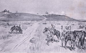 De bevrijding van Vryheid, uit Na Pretoria: De Guerrillaoorlog gepubliceerd door Harmsworth Bros Limited, 1901 door Charles Edwin Fripp