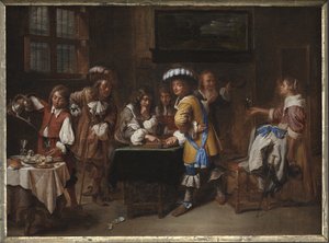 Trictrac Spelers door Charles Emanuel Biset