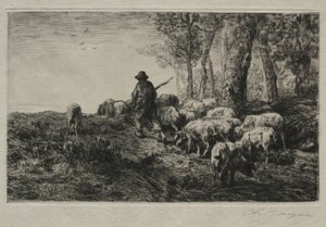 Een kudde varkens, 1880 door Charles Emile Jacque