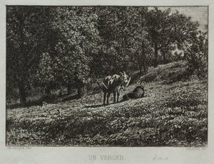 Een boomgaard door Charles Emile Jacque