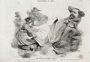 Caricature du Jour: No. 78, Un Demoiselle vivement disputée door Charles Emile Jacque