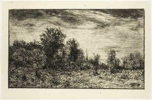 Rand van een Bos, onder Bewolkte Lucht door Charles Emile Jacque