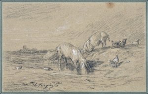 Kudde varkens door Charles Emile Jacque