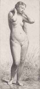 Jeune Femme au Bain, 1866 door Charles Emile Jacque