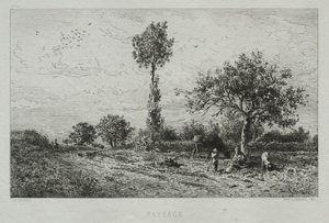 Landschap door Charles Emile Jacque