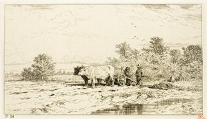 Landschap met boerenarbeiders door Charles Emile Jacque