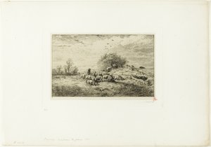 Landschap met Kudde Varkens door Charles Emile Jacque