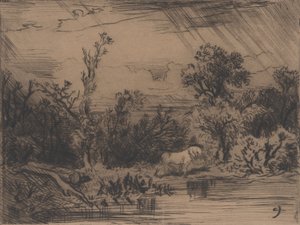 Landschap met Onweer, 1848 door Charles Emile Jacque