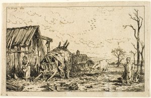 Landschap met Losgekoppelde Kar door Charles Emile Jacque