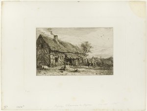 Landschap met boerenwoning door Charles Emile Jacque