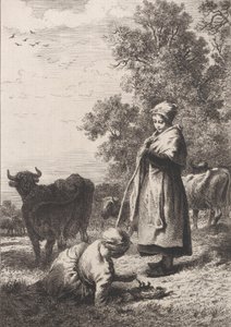Kleine melkmeisjes door Charles Emile Jacque