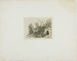 Man zittend op een heuvel