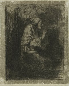 Monnik in Gebed door Charles Emile Jacque